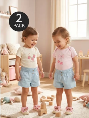 Sinsay - Bawełniane body z nadrukiem owocowym 2 pack - kremowy