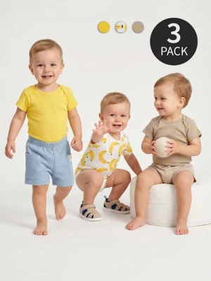 Sinsay - Bawełniane body z nadrukiem owocowym 3 pack - kremowy