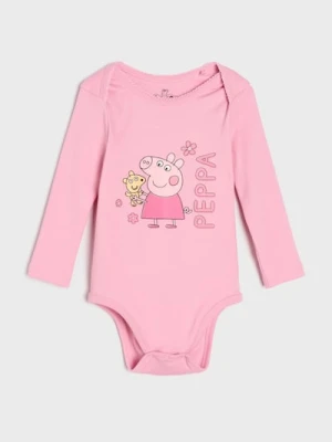 Sinsay - Bawełniane body z nadrukiem Peppa Pig - różowy