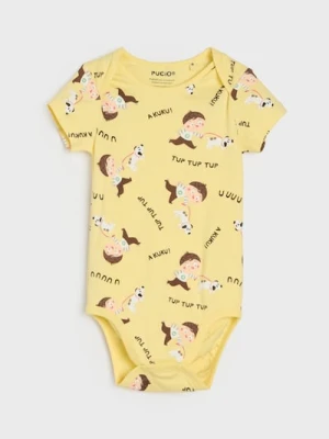 Sinsay - Bawełniane body z nadrukiem Pucio - kremowy