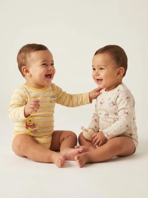 Sinsay - Bawełniane body z nadrukiem Winnie the Pooh 2 pack - kremowy