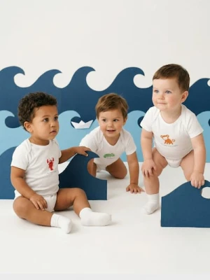 Sinsay - Bawełniane body z nadrukiem zwierząt 4 pack - biały