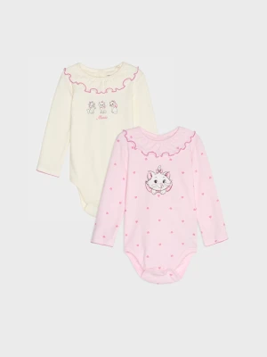 Sinsay - Bawełniane body z ozdobnym kołnierzykiem i motywem Marie 2 pack - różowy