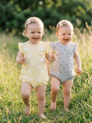 Sinsay - Bawełniane body z ozdobnymi falbanami 2 pack - błękitny