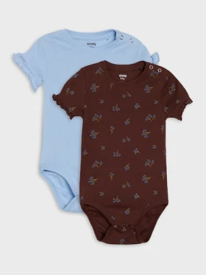 Sinsay - Bawełniane body z ozdobnymi falbanami 2 pack - brązowy