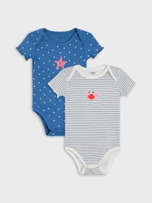 Sinsay - Bawełniane body z ozdobnymi falbanami 2 pack - granatowy