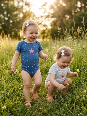 Sinsay - Bawełniane body z ozdobnymi falbanami 2 pack - granatowy