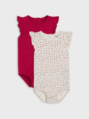 Sinsay - Bawełniane body z ozdobnymi falbanami 2 pack - kremowy