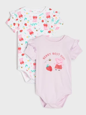 Sinsay - Bawełniane body z ozdobnymi falbanami 2 pack Peppa Pig - biały