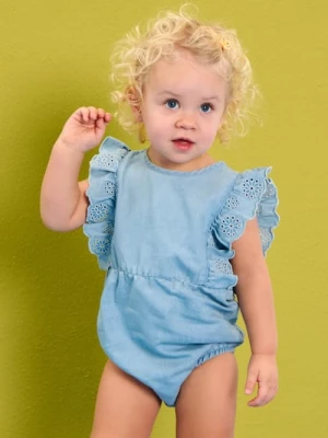 Sinsay - Bawełniane body z ozdobnymi falbanami - niebieski