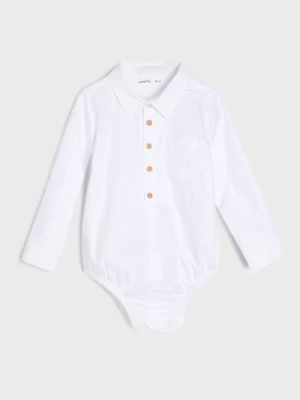 Sinsay - Bawełniane body z ozdobnymi guzikami - biały