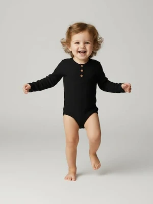 Sinsay - Bawełniane body z ozdobnymi guzikami - czarny