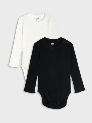 Sinsay - Bawełniane body z prążkowanej dzianiny 2 pack - kremowy