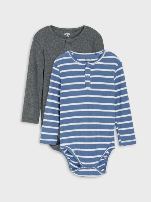 Sinsay - Bawełniane body z prążkowanej dzianiny 2 pack - mid blue
