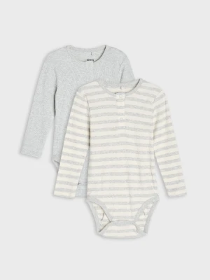 Sinsay - Bawełniane body z prążkowanej dzianiny 2 pack - szary