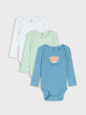 Sinsay - Bawełniane body z prążkowanej dzianiny 3 pack - szary