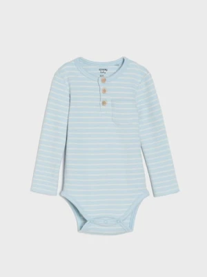 Sinsay - Bawełniane body z zapięciem na guziki - błękitny