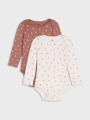 Sinsay - Bawełniane body ze wzorem 2 pack - kremowy