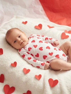 Sinsay - Bawełniane body ze wzorem w serca - biały