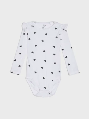 Sinsay - Bawełniane body ze wzorkiem - biały