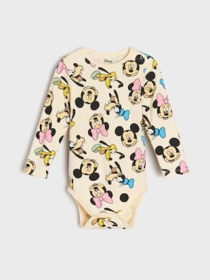 Sinsay - Bawełniane body ze wzorkiem Minnie Mouse - kremowy