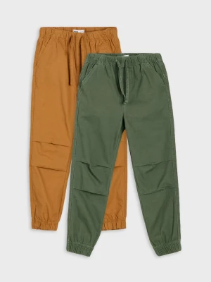 Sinsay - Bawełniane jeansy jogger 2 pack - khaki