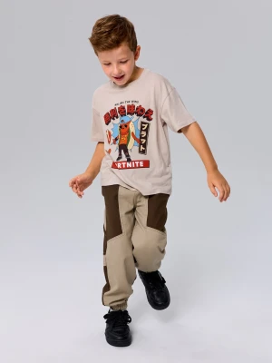 Sinsay - Bawełniane jeansy jogger loose - brązowy