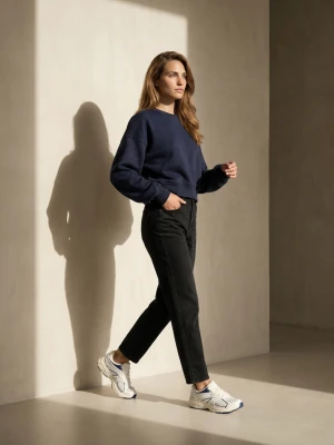 Sinsay - Bawełniane jeansy mom fit comfort - czarny