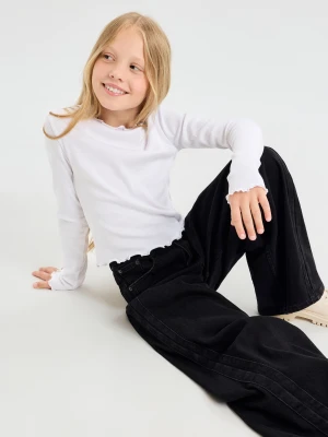 Sinsay - Bawełniane jeansy wide leg - czarny