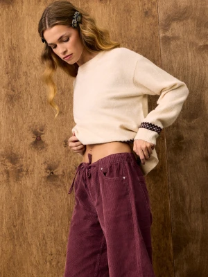 Sinsay - Bawełniane jeansy wide leg - fioletowy