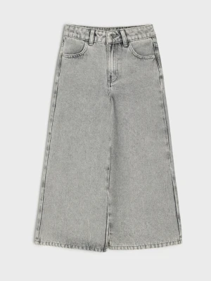 Sinsay - Bawełniane jeansy wide leg - szary