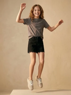 Sinsay - Bawełniane jeansy wykończone koronką - czarny