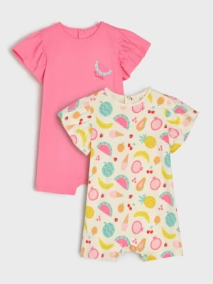 Sinsay - Bawełniane kombinezony letnie 2 pack - kremowy