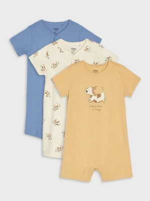 Sinsay - Bawełniane kombinezony letnie 3 pack - beżowy