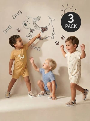 Sinsay - Bawełniane kombinezony letnie 3 pack - beżowy