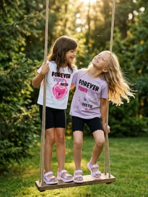 Sinsay - Bawełniane koszulki z napisem 2 pack Forever Your Bestie - wielobarwny