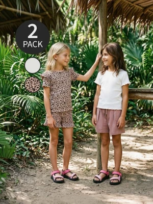 Sinsay - Bawełniane koszulki z ozdobnymi falbanami 2 pack - wielobarwny
