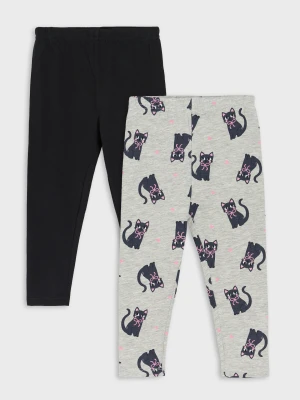 Sinsay - Bawełniane legginsy 2 pack - czarny