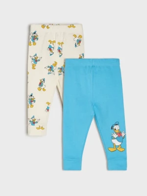 Sinsay - Bawełniane legginsy 2 pack Donald Duck - kremowy