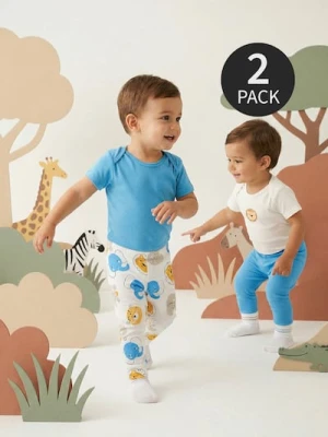Sinsay - Bawełniane legginsy 2 pack - kremowy