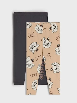 Sinsay - Bawełniane legginsy 2 pack Marie - beżowy