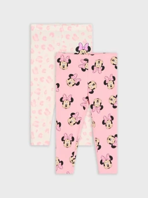 Sinsay - Bawełniane legginsy 2 pack Minnie Mouse - różowy