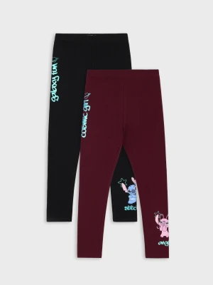 Sinsay - Bawełniane legginsy 2 pack Stitch - wielobarwny
