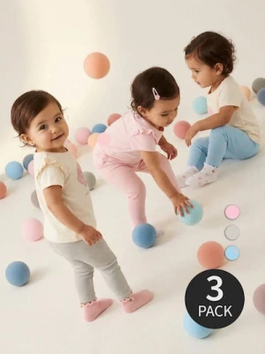 Sinsay - Bawełniane legginsy 3 pack - błękitny
