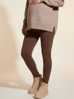 Sinsay - Bawełniane legginsy ciążowe - brązowy