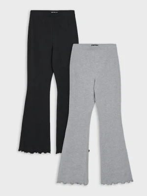 Sinsay - Bawełniane legginsy flare 2 pack - czarny