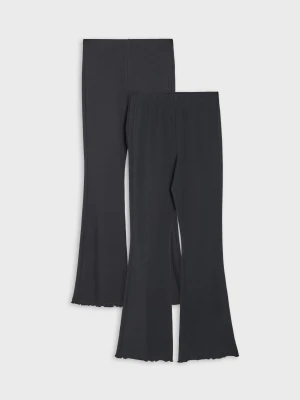 Sinsay - Bawełniane legginsy flare 2 pack - czarny