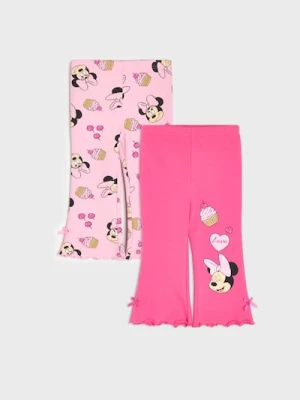 Sinsay - Bawełniane legginsy flare 2 pack Minnie Mouse - różowy