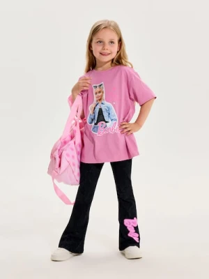 Sinsay - Bawełniane legginsy flare Barbie - czarny