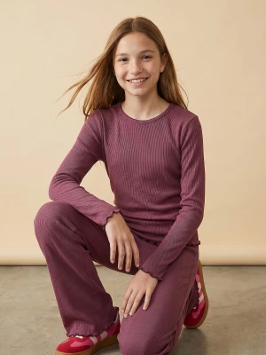 Sinsay - Bawełniane legginsy flare - bordowy